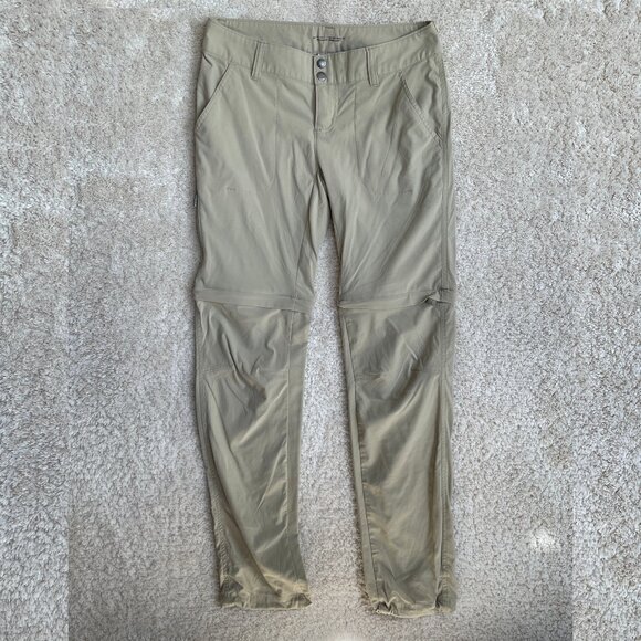 Columbia Omni-Shield Womens Sz 4 Tan Convertible Nylon Hiking Pants Lightweight - Picture 1 of 16